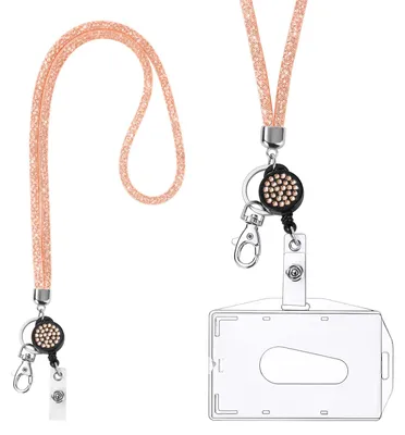 Produktbild von Schlüsselband mit Kartenhalter, Kristall-Schlüsselband mit transparentem Auswelter, Auswelter-Set für Schlüsselanhänger und Ausweise