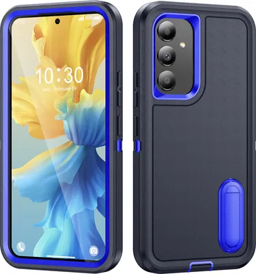 Immagine prodotto di Custodia per Samsung Galaxy A54 5G Custodia protettiva ibrida antiurto a tre strati con supporto Blu scuro