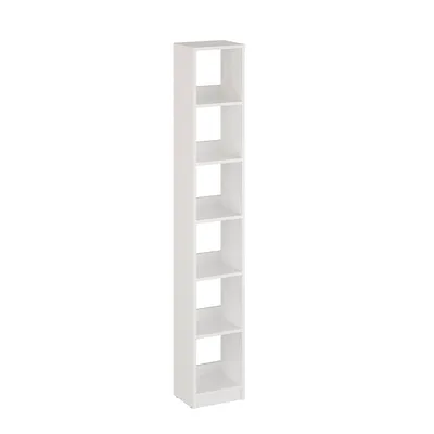 Produktbild von KOMTO Bücherregal Weiß – Schmales Regal 30 cm Breit, Book Shelf Schmal mit 6 Fächer, Standregal | LAKO 185,2 x 30 x 24