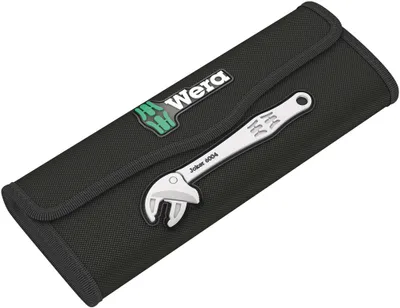 A black tool roll with a Wera logo and a wrench graphic on it, set against a white background.