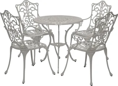 Produktbild von DEGAMO Gartenset in Jugendstiloptik 5-teilig, Aluminium weiss, wetterfest