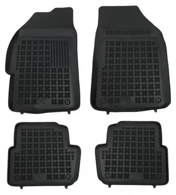 Productafbeelding van Zwarte rubberen vloermatten voor de CHEVROLET Spark II (2010-2013) met verhoogde rand.