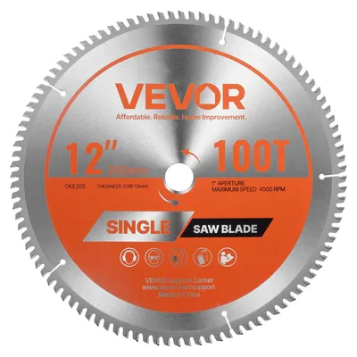 Immagine prodotto di Lama per sega circolare VEVOR, diametro 305 mm, 100 denti affilati in lega, montaggio 25,4 mm, finitura fine, lama da taglio in alluminio per sega circolare, con estrattori di calore a riduzione del rumore, per il taglio di acciaio e metallo