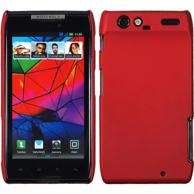 Produktbild von PhoneNatic Case kompatibel mit Motorola Razr - Hülle rot gummiert Hard-case + 2 Schutzfolien