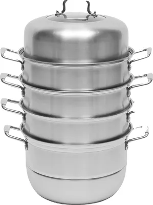 Immagine prodotto di vaporiera a 5 stadi in acciaio inox, capacità 9 litri, resistente e facile da pulire, argento