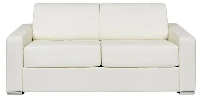 Produktbild von Schlafsofa 3 Personen mit Express-Bettfunktion aus weißem Büffelleder - Schlafbereich  mit breiten Latten 140 cm - Matratze 22 cm mit Memory-Schaum CALITO