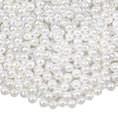 Kunstperlen 12 mm, 200 Stück, weiß, rund, für Schmuck & Basteln