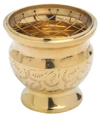 Weihrauchpfanne, Höhe 7,5 cm, Ø 8 cm, Messing, Gold