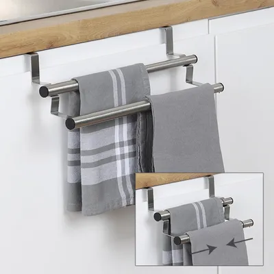 Image de Porte-serviettes de cuisine Porte-serviettes Porte-étagère chromé extensible 25-40cm