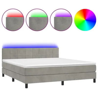 Immagine prodotto di vidaXL Letto a molle con materasso e LED in velluto grigio chiaro 180x200 cm