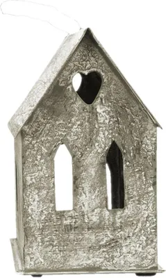 Produktbild von Windlicht Haus Teelichthalter Used-Look Metall zink 17,5 cm
