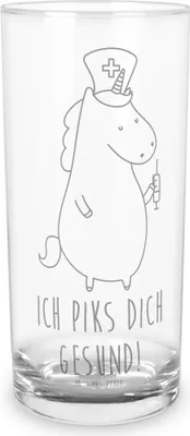 Produktbild von Mr. & Mrs. Panda Glas Einhorn Krankenschwester 200 ml - Transparent - Geschenk, küchenglas, Longdrinkglas, Ärztin, Krankenpfleger, Unicorn, Tumbler, Krankenpflegerin