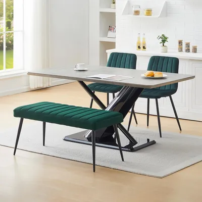Produktbild von 101cm Samt Sitzbank, Polsterbank Metallbeine,Grün