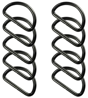 Produktbild von 10 stabile Halbringe D-Ringe Metallring Halbrund Ring Größen- /Farbwahl, Farbe:schwarz, Größe:44 (38) x 26 x 3 mm