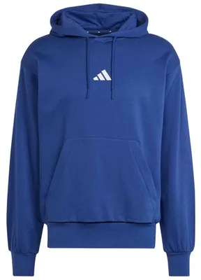Image de Sweat à capuche Adidas Sudadera con capucha adidas Essentials Feelcozy Fleece azul oscuro blanco pour Uni
