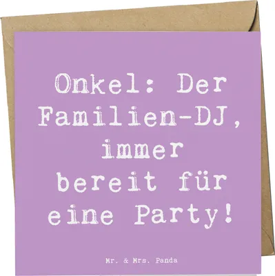 Produktbild von Mr. & Mrs. Panda doppelkarte Spruch Onkel Familien-DJ - Lavendeltraum - Geschenk, DJ, Familienfeier, Familienmitglieder, Unterhaltung, Lächeln, Familienangehöriger, Tanz