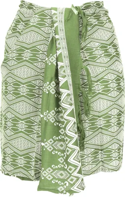 Produktbild von Schmaler Bali Sarong, Wickelrock, Sarongkleid, Schal - Raute/grün, Uni, Viskose, 160*55 cm, Sarongs & Tücher