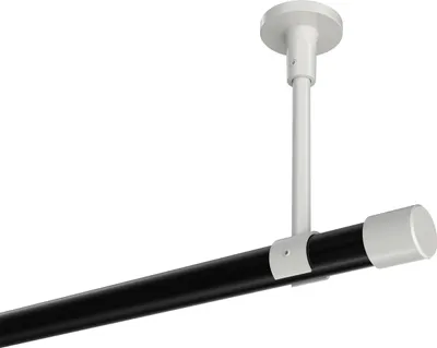 Produktbild von Interdeco Gardinenstange / Vorhangstange Schwarz / Weiß, Typ Sonette Santo (Kappe) ohne Ringe, Deckenmontage, 20 mm Ø 1-läufig, 400 cm