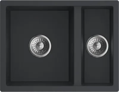 Produktbild von Granitspüle - Spülbecken - Küchenspüle - 60 x 46 cm - Schwarz mit Sprenkeln - Einbauspüle - Kratzfest, Elegant, Platzsparend, mit Siphon, Rivo 60