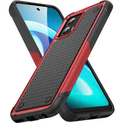 Obrázek produktu pro Pouzdro pro Motorola Moto G (2023), vojenská kvalita, nárazuvzdorné hybridní 2v1 tvrdý PC a měkký TPU pouzdro červené černé