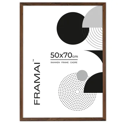 Immagine prodotto di FRAMAI® Cornice per quadri 50x70 cm MDF marrone Cornice ecologica con plexiglass infrangibile, gancio e supporto