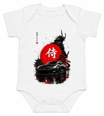 Zdjęcie produktu dla Samurai Strength JDM GTR, japoński samochód sportowy, Pagode, styl Y2K, drifting, body baby, kolor biały, rozmiar 12/18