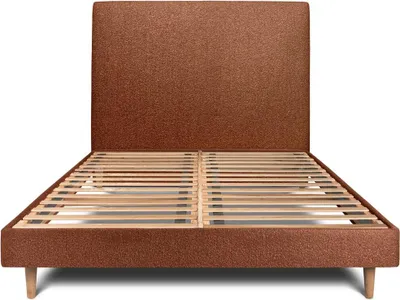 Produktbild von Bett mit gepolstertem Kopfteil – Bouclé-Stoff - 160 x 200 cm
