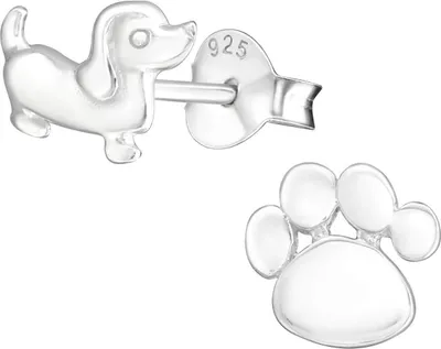 Produktbild von Ohrringe Ohrstecker 925 Sterling Silber Dackel und Hundepfote