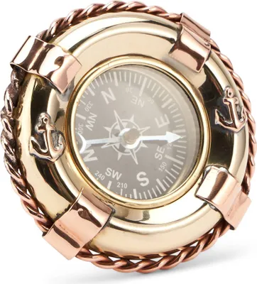 Produktbild von Maritim 6,5cm Kompass Rettungsring aus Messing gold und Kupfer Taschenkompass