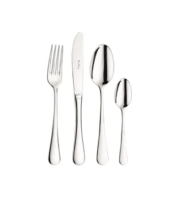 Image de Pinti Stresa – Lot de 24 couverts en acier inoxydable 18/10 – Service pour 6 personnes – fourchette, couteau, cuillère et petite cuillère – Design sobre pour la table de tous les jours