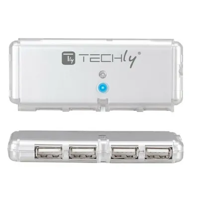 Produktbild von Techly IUSB2-HUB599TY, USB 2.0, USB 2.0, 480 Mbit/s, Grau, Kunststoff, 0,055 m