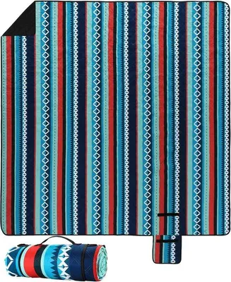 Produktbild von Famanu Picknickdecke XL 200 x 200 cm - maschinenwaschbar, grün gestreift