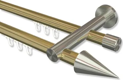 Produktbild von Interdeco Innenlaufstange, Gardinenstange mit Innenlauf Messing-Optik / Edelstahl-Optik Modell Platon Savio, 20 mm Ø 2-läufig, 100 cm