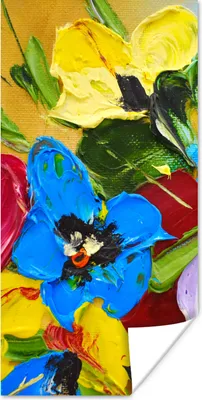 Produktbild von MuchoWow® Poster Ölfarbe - Malerei - Blumen 60x120 cm - Wandschmuck
