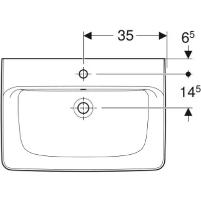 Produktbild von GEBERIT Renova Plan Waschtisch, 70x48cm m. Hl., m. Ül., weiß, KeraTect
