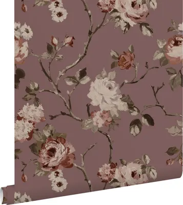 Immagine prodotto di ESTAhome carta da parati fiori retrò vintage viola melanzana 53 cm x 10.05 m