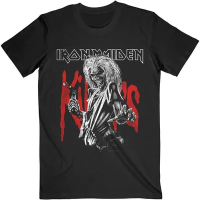 Image de T-shirt Iron Maiden « Killers Eddie » à grand motif, effet vieilli, noir, taille XL