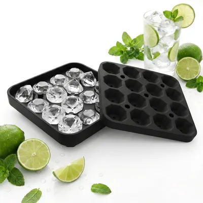 Eiswürfelform aus Silikon, 16 Fächer, Diamantform, BPA-frei, wiederverwendbar