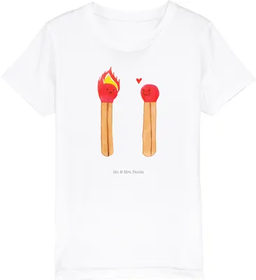 Produktbild von Mr. & Mrs. Panda Kleinkinder T-Shirt Streichhölzer 9-11 Jahre (134/146) - Weiß - Geschenk, Kindershirt, Freundin, Kinder Kurzarm, Öko, Mädchen, Liebesbeweis, Teenager