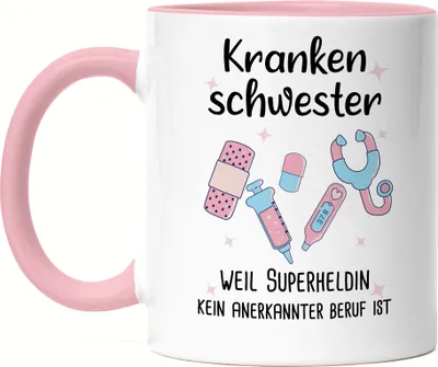 Produktbild von Krankenschwester Weil Superheldin Kein Anerkannter Beruf Ist Tasse Rosa Geschenk Danke Sagen