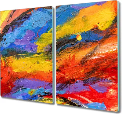 Produktbild von Coloray Kochplattenabdeckung Herdabdeckplatte 2x30x52 cm Hackbrett Schneidebrett Küchenbrett - Malerei
