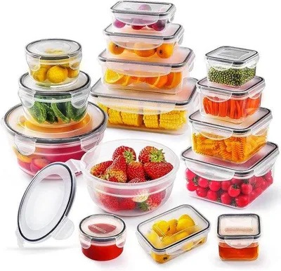 Obrázek produktu pro Uzavíratelné dózy na potraviny, 30dílná sada (15 nádob + 15 víček), nádoby na potraviny, které nepropouštějí tekutiny, sada vhodná do mikrovlnné trouby a mrazničky