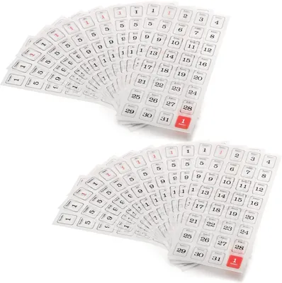 Imagen del producto de Juego de pegatinas para calendario, 2 unidades, autoadhesivas, para 365 días, ideal para Bullet Journal