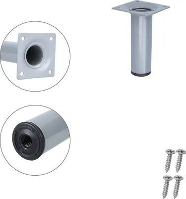 Produktbild von Möbelfuss Silber ø 30mm Tischbein Möbelstempel Sofafuss Stahl Möbelstütze rund Tischfuss 100mm