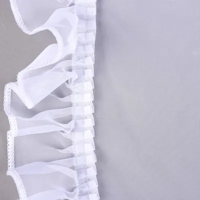 Produktbild von Gardinenstoff Meterware Voile Seitenschal Seitenteil mit Volant Rüsche weiß 150cm