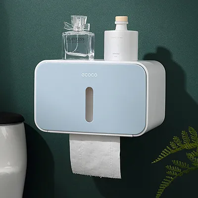 Immagine prodotto di Portasciugamani da parete impermeabile in carta, senza fori, design creativo e semplice, accessorio per il bagno, portaoggetti, colore blu