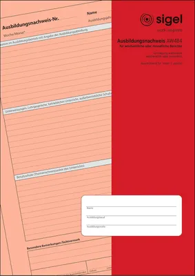 Produktbild von SIGEL AW484 Ausbildungsnachweis, wöchentl./monatl. Eintragung, geheftet, A4, 28 Blatt
