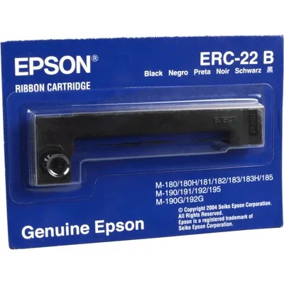 Produktbild von Epson ERC22B Farbbandkassette für M-180/190-Serie, lange Lebensdauer, Schwarz, Epson M180/182/183/185/190/191/192/195, Schwarz, Schwarz, China, Epson, 80 mm