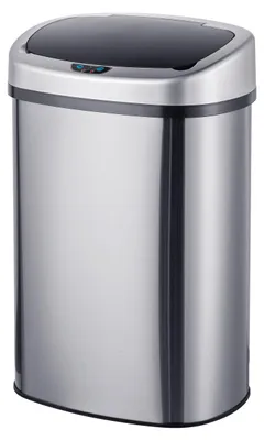 Produktbild von Relaxdays Mülleimer mit Sensor, 50l, elektrischer Deckel, Müllbeutelhalter, Küchenmülleimer, Abfalleimer Küche, silber