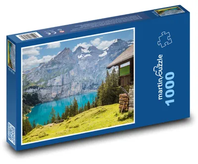 Obrázek produktu pro Puzzle 1000 Horské jezero - chata, hory - martinpuzzle